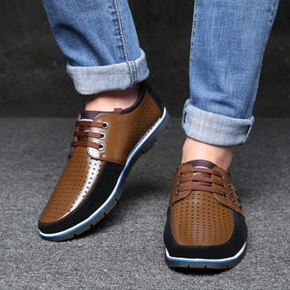 FansGemacht Sommer Atmungs Loch Echtem Leder Männer Schuhe