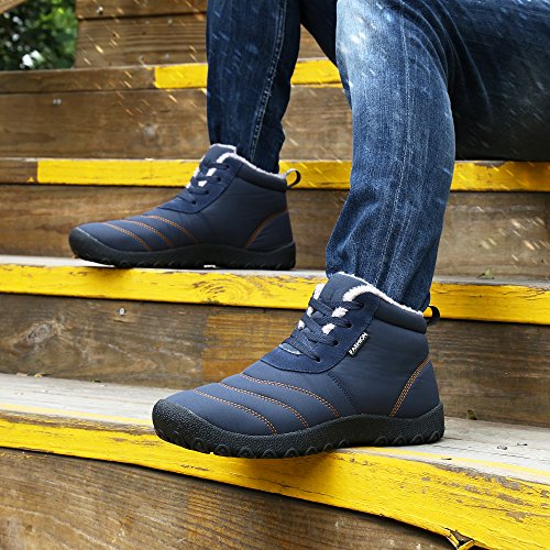 Sakurab Herren Damen Winterschuhe Warm Gefüttert Winter Stiefel Kurz Schnür Boots Schneestiefel Outdoor Freizeit Schuhe