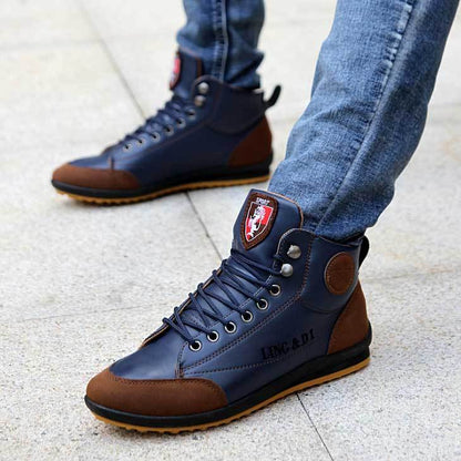 Fansgemacht Herren Stiefel lässig flache Retro Lederstiefel