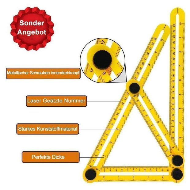 Fansgemacht Faltregel zur Messung mehrerer Winkel Aluminiumlegierung
