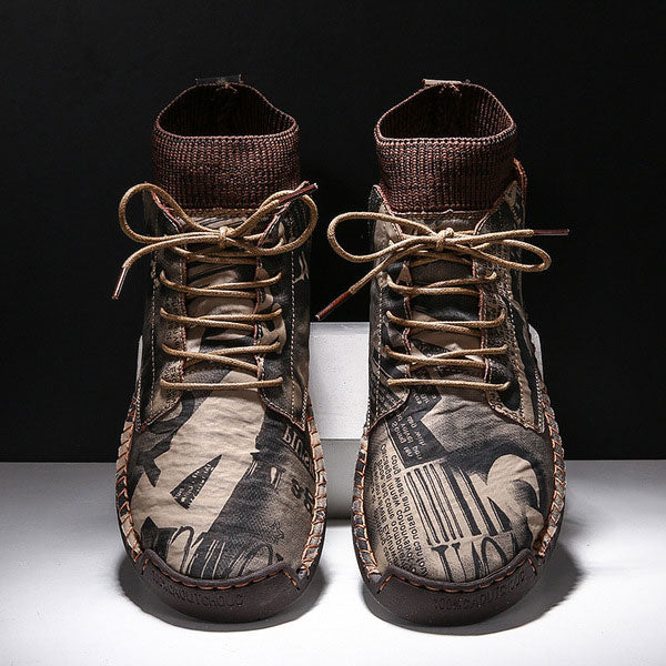 FansGemacht Herbst und Winter neue lässige handgemachte High-Top-Wild Herrenschuhe