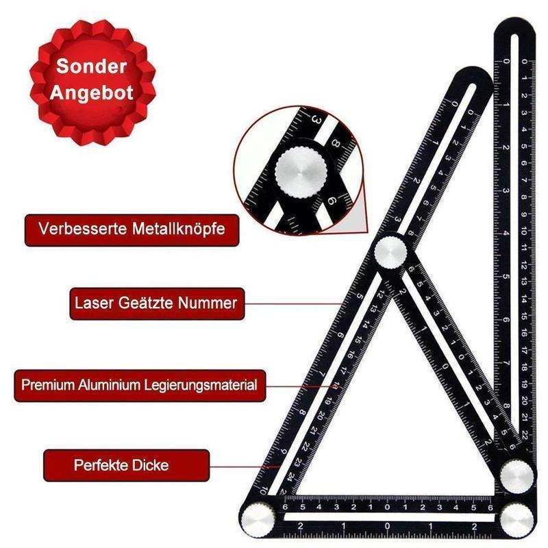Fansgemacht Faltregel zur Messung mehrerer Winkel Aluminiumlegierung