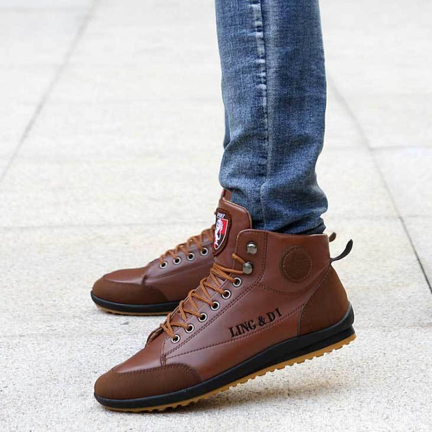 Fansgemacht Herren Stiefel lässig flache Retro Lederstiefel