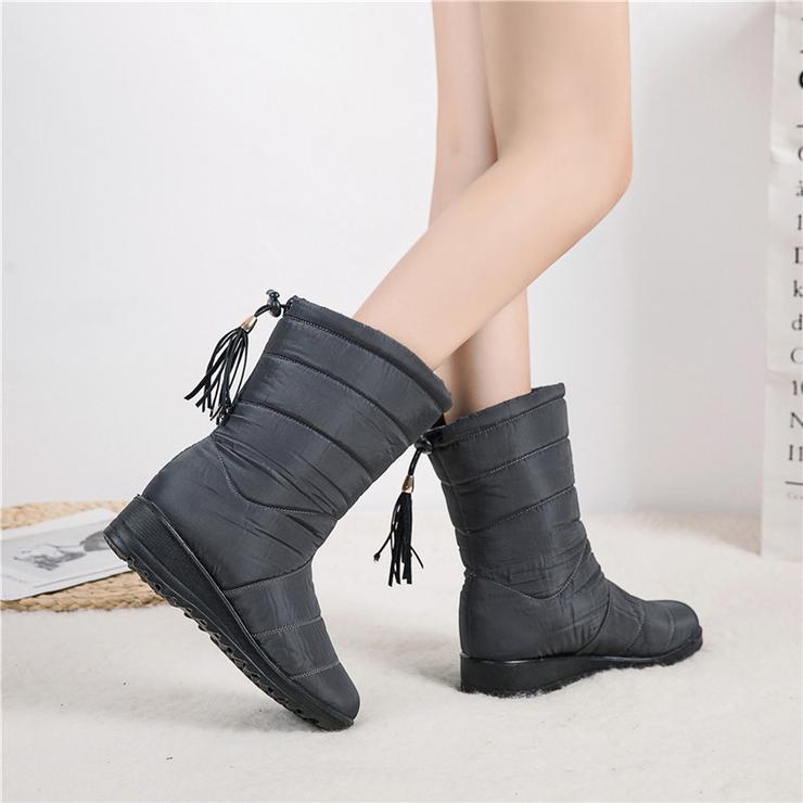 Fansgemacht Plus samtige Damen-Schneeschuhe mit Fransen