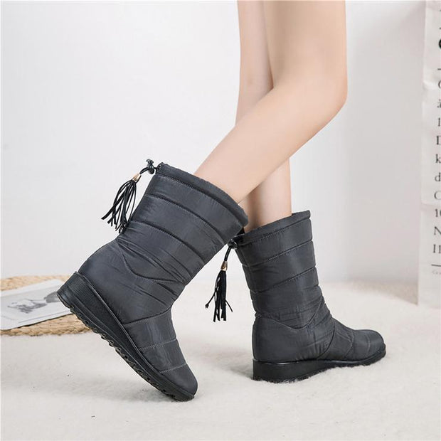 Fansgemacht Plus samtige Damen-Schneeschuhe mit Fransen