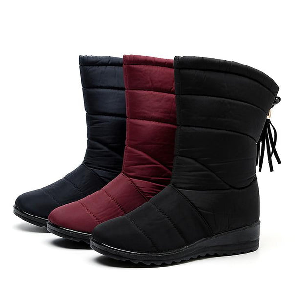 Fansgemacht Plus samtige Damen-Schneeschuhe mit Fransen