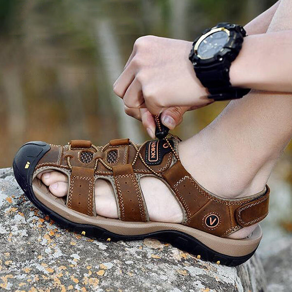 2019 Neue Große Größe Echtem Leder Rindsleder Männer Sandalen