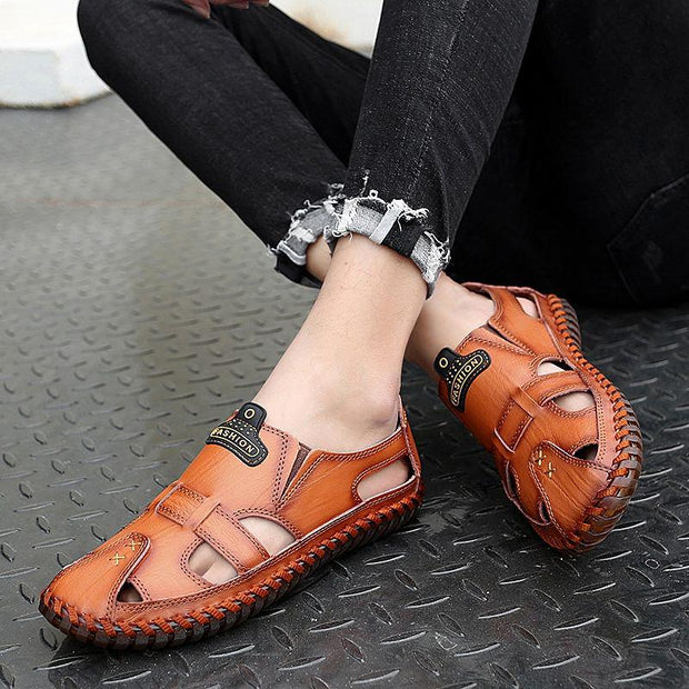 FansGemacht neue Qualität Aus Echtem Leder Männer Sandalen Im Freien Sommer Flip Flop Casual Schuhe