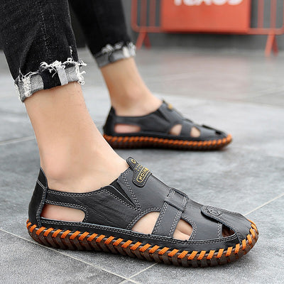 FansGemacht neue Qualität Aus Echtem Leder Männer Sandalen Im Freien Sommer Flip Flop Casual Schuhe