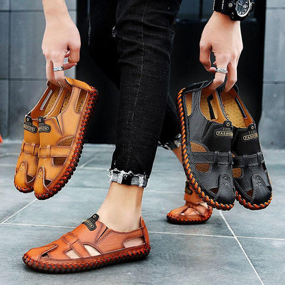 FansGemacht neue Qualität Aus Echtem Leder Männer Sandalen Im Freien Sommer Flip Flop Casual Schuhe