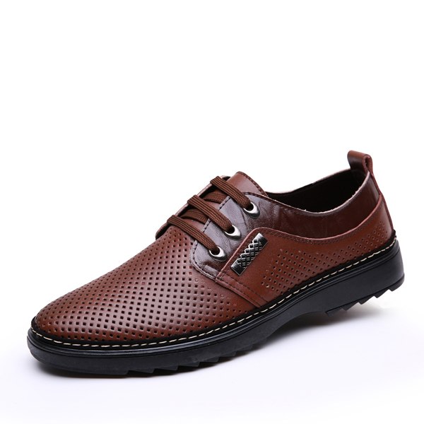 Neue Leder Männer casual schuhe Sommer Atmungsaktive Soft Fahr männer Lace-up