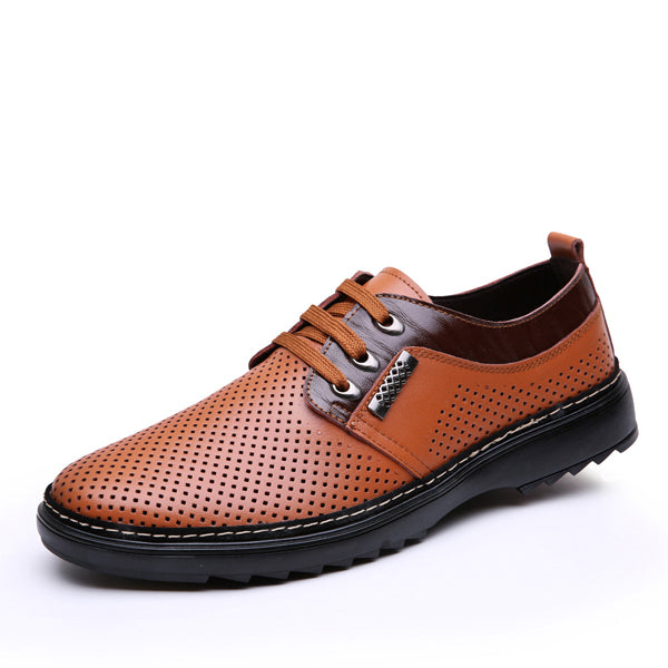 Neue Leder Männer casual schuhe Sommer Atmungsaktive Soft Fahr männer Lace-up