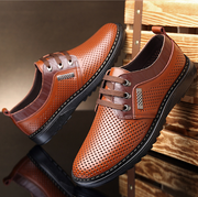 Neue Leder Männer casual schuhe Sommer Atmungsaktive Soft Fahr männer Lace-up