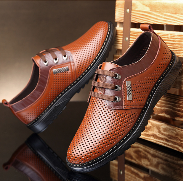 Neue Leder Männer casual schuhe Sommer Atmungsaktive Soft Fahr männer Lace-up