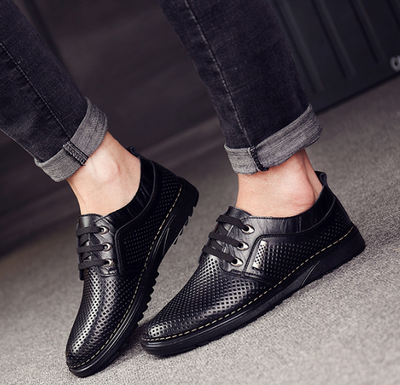 Neue Leder Männer casual schuhe Sommer Atmungsaktive Soft Fahr männer Lace-up