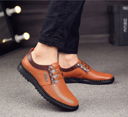 Neue Leder Männer casual schuhe Sommer Atmungsaktive Soft Fahr männer Lace-up