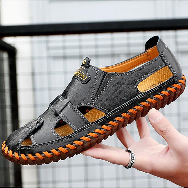 FansGemacht neue Qualität Aus Echtem Leder Männer Sandalen Im Freien Sommer Flip Flop Casual Schuhe