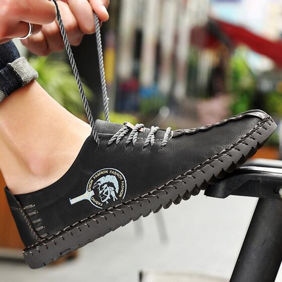 FansGemacht sommer Leder Casual Schuhe Männer Handgemachte Vintage Schuhe