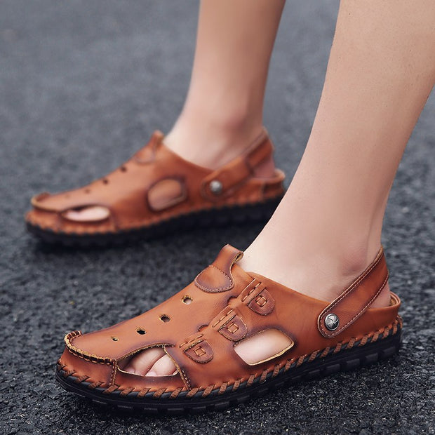 Sommer Echtem Leder Sandalen männer Casual Schuhe