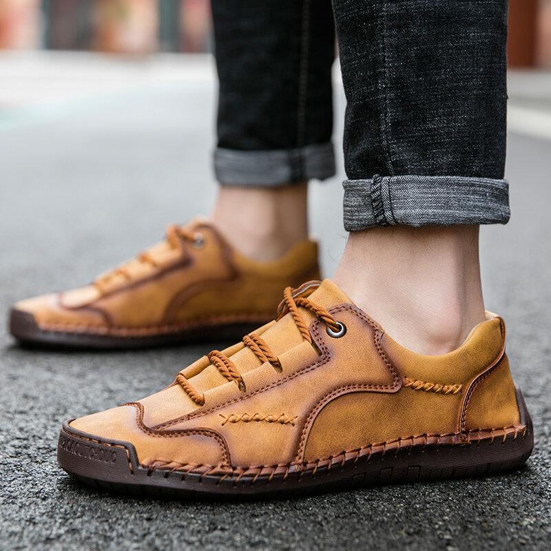 FansgemachtLässige handgefertigte Lederschuhe mit weicher Sohle